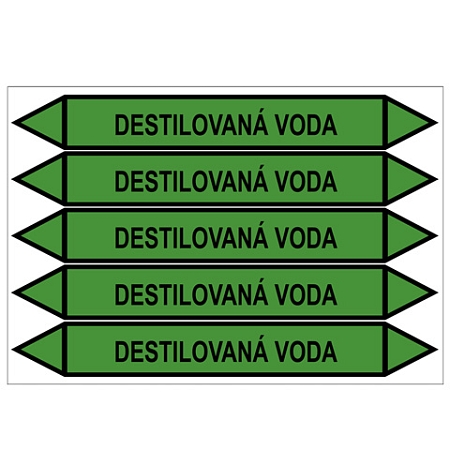 Značení potrubí, destilovaná voda, 5 ks, 400 × 52 mm